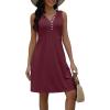 imageDisamer Beach Dresses for Women 2025 Vacation Swim Cover up VNeck Summer Dress Button Down Sleeveless Boho Floral SundressPure Red