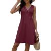 imageDisamer Beach Dresses for Women 2025 Vacation Swim Cover up VNeck Summer Dress Button Down Sleeveless Boho Floral SundressPure Red