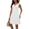 imageDisamer Beach Dresses for Women 2025 Vacation Swim Cover up VNeck Summer Dress Button Down Sleeveless Boho Floral SundressPure White