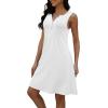 imageDisamer Beach Dresses for Women 2025 Vacation Swim Cover up VNeck Summer Dress Button Down Sleeveless Boho Floral SundressPure White