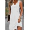 imageDisamer Beach Dresses for Women 2025 Vacation Swim Cover up VNeck Summer Dress Button Down Sleeveless Boho Floral SundressPure White