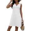 imageDisamer Beach Dresses for Women 2025 Vacation Swim Cover up VNeck Summer Dress Button Down Sleeveless Boho Floral SundressPure White