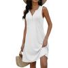 imageDisamer Beach Dresses for Women 2025 Vacation Swim Cover up VNeck Summer Dress Button Down Sleeveless Boho Floral SundressPure White