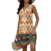 imageDisamer Beach Dresses for Women 2025 Vacation Swim Cover up VNeck Summer Dress Button Down Sleeveless Boho Floral SundressStriped Orange