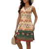imageDisamer Beach Dresses for Women 2025 Vacation Swim Cover up VNeck Summer Dress Button Down Sleeveless Boho Floral SundressStriped Orange