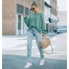 imageDisamer Sweatshirts for Women Crew Neck Fall Clothes 2023 Fashion Warm Loose Fit Teen Girls Oversized Pullover Tops Pure Green