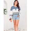 imageDisamer Sweatshirts for Womens Long Sleeve V Neck Striped Fashion Oversized T Shirts Casual Button Down Henley Neck TopsColor Blue