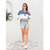 imageDisamer Sweatshirts for Womens Long Sleeve V Neck Striped Fashion Oversized T Shirts Casual Button Down Henley Neck TopsColor Blue