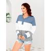 imageDisamer Sweatshirts for Womens Long Sleeve V Neck Striped Fashion Oversized T Shirts Casual Button Down Henley Neck TopsColor Blue