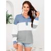 imageDisamer Sweatshirts for Womens Long Sleeve V Neck Striped Fashion Oversized T Shirts Casual Button Down Henley Neck TopsColor Blue
