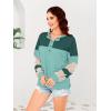 imageDisamer Sweatshirts for Womens Long Sleeve V Neck Striped Fashion Oversized T Shirts Casual Button Down Henley Neck TopsDouble Green