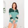 imageDisamer Sweatshirts for Womens Long Sleeve V Neck Striped Fashion Oversized T Shirts Casual Button Down Henley Neck TopsDouble Green