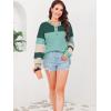 imageDisamer Sweatshirts for Womens Long Sleeve V Neck Striped Fashion Oversized T Shirts Casual Button Down Henley Neck TopsDouble Green