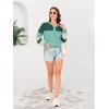 imageDisamer Sweatshirts for Womens Long Sleeve V Neck Striped Fashion Oversized T Shirts Casual Button Down Henley Neck TopsDouble Green
