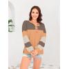imageDisamer Sweatshirts for Womens Long Sleeve V Neck Striped Fashion Oversized T Shirts Casual Button Down Henley Neck TopsDouble Khaki