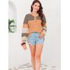 imageDisamer Sweatshirts for Womens Long Sleeve V Neck Striped Fashion Oversized T Shirts Casual Button Down Henley Neck TopsDouble Khaki