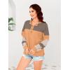 imageDisamer Sweatshirts for Womens Long Sleeve V Neck Striped Fashion Oversized T Shirts Casual Button Down Henley Neck TopsDouble Khaki