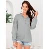 imageDisamer Sweatshirts for Womens Long Sleeve V Neck Striped Fashion Oversized T Shirts Casual Button Down Henley Neck TopsGray