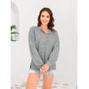 imageDisamer Sweatshirts for Womens Long Sleeve V Neck Striped Fashion Oversized T Shirts Casual Button Down Henley Neck TopsGray