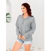 imageDisamer Sweatshirts for Womens Long Sleeve V Neck Striped Fashion Oversized T Shirts Casual Button Down Henley Neck TopsGray