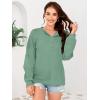 imageDisamer Sweatshirts for Womens Long Sleeve V Neck Striped Fashion Oversized T Shirts Casual Button Down Henley Neck TopsGreen