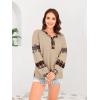 imageDisamer Sweatshirts for Womens Long Sleeve V Neck Striped Fashion Oversized T Shirts Casual Button Down Henley Neck TopsGrid Apricot