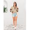 imageDisamer Sweatshirts for Womens Long Sleeve V Neck Striped Fashion Oversized T Shirts Casual Button Down Henley Neck TopsGrid Apricot