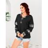 imageDisamer Sweatshirts for Womens Long Sleeve V Neck Striped Fashion Oversized T Shirts Casual Button Down Henley Neck TopsGrid Black