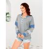 imageDisamer Sweatshirts for Womens Long Sleeve V Neck Striped Fashion Oversized T Shirts Casual Button Down Henley Neck TopsStriped Gray
