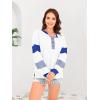 imageDisamer Sweatshirts for Womens Long Sleeve V Neck Striped Fashion Oversized T Shirts Casual Button Down Henley Neck TopsStriped White