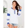 imageDisamer Sweatshirts for Womens Long Sleeve V Neck Striped Fashion Oversized T Shirts Casual Button Down Henley Neck TopsStriped White