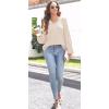 imageDisamer Women Casual Blouse Fashion 2025 Clothes Fall V Neck Long Puff Sleeve Shirts Lightweight Summer Tunic Tops TrendyApricot