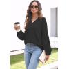 imageDisamer Women Casual Blouse Fashion 2025 Clothes Fall V Neck Long Puff Sleeve Shirts Lightweight Summer Tunic Tops TrendyBlack