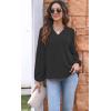 imageDisamer Women Casual Blouse Fashion 2025 Clothes Fall V Neck Long Puff Sleeve Shirts Lightweight Summer Tunic Tops TrendyBlack