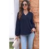 imageDisamer Women Casual Blouse Fashion 2025 Clothes Fall V Neck Long Puff Sleeve Shirts Lightweight Summer Tunic Tops TrendyBlue