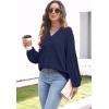 imageDisamer Women Casual Blouse Fashion 2025 Clothes Fall V Neck Long Puff Sleeve Shirts Lightweight Summer Tunic Tops TrendyBlue