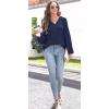 imageDisamer Women Casual Blouse Fashion 2025 Clothes Fall V Neck Long Puff Sleeve Shirts Lightweight Summer Tunic Tops TrendyBlue