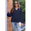 imageDisamer Women Casual Blouse Fashion 2025 Clothes Fall V Neck Long Puff Sleeve Shirts Lightweight Summer Tunic Tops TrendyBlue