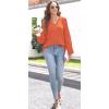 imageDisamer Women Casual Blouse Fashion 2025 Clothes Fall V Neck Long Puff Sleeve Shirts Lightweight Summer Tunic Tops TrendyOrange
