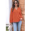 imageDisamer Women Casual Blouse Fashion 2025 Clothes Fall V Neck Long Puff Sleeve Shirts Lightweight Summer Tunic Tops TrendyOrange