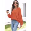 imageDisamer Women Casual Blouse Fashion 2025 Clothes Fall V Neck Long Puff Sleeve Shirts Lightweight Summer Tunic Tops TrendyOrange