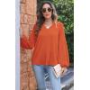 imageDisamer Women Casual Blouse Fashion 2025 Clothes Fall V Neck Long Puff Sleeve Shirts Lightweight Summer Tunic Tops TrendyOrange