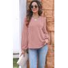 imageDisamer Women Casual Blouse Fashion 2025 Clothes Fall V Neck Long Puff Sleeve Shirts Lightweight Summer Tunic Tops TrendyPink