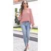 imageDisamer Women Casual Blouse Fashion 2025 Clothes Fall V Neck Long Puff Sleeve Shirts Lightweight Summer Tunic Tops TrendyPink