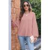 imageDisamer Women Casual Blouse Fashion 2025 Clothes Fall V Neck Long Puff Sleeve Shirts Lightweight Summer Tunic Tops TrendyPink
