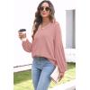 imageDisamer Women Casual Blouse Fashion 2025 Clothes Fall V Neck Long Puff Sleeve Shirts Lightweight Summer Tunic Tops TrendyPink