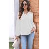 imageDisamer Women Casual Blouse Fashion 2025 Clothes Fall V Neck Long Puff Sleeve Shirts Lightweight Summer Tunic Tops TrendyWhite