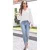 imageDisamer Women Casual Blouse Fashion 2025 Clothes Fall V Neck Long Puff Sleeve Shirts Lightweight Summer Tunic Tops TrendyWhite