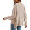 imageDisamer Womens 2025 Fall Sweaters Trendy Long Sleeve Lace V Neck Color Block Striped Oversized Pullover Knitted TopsApricot
