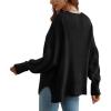 imageDisamer Womens 2025 Fall Sweaters Trendy Long Sleeve Lace V Neck Color Block Striped Oversized Pullover Knitted TopsBlack